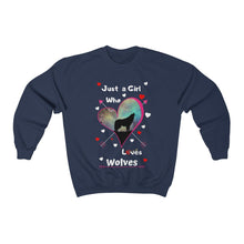 Load image into Gallery viewer, Just a Girl Who Loves Wolves- Unisex Heavy Blend™ Crewneck Sweatshirt