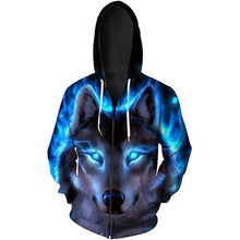 Load image into Gallery viewer, Wolf head 3d digital print long sleeve hoodie