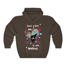 Load image into Gallery viewer, Just a girl who loves wolves - Unisex Heavy Blend™ Hooded Sweatshirt