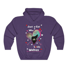 Load image into Gallery viewer, Just a girl who loves wolves - Unisex Heavy Blend™ Hooded Sweatshirt
