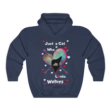 Load image into Gallery viewer, Just a girl who loves wolves - Unisex Heavy Blend™ Hooded Sweatshirt