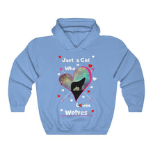 Load image into Gallery viewer, Just a girl who loves wolves - Unisex Heavy Blend™ Hooded Sweatshirt