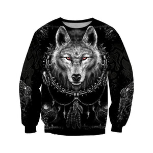 3D Full Black Wolf Print Hoodies Man