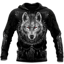 Load image into Gallery viewer, 3D Full Black Wolf Print Hoodies Man