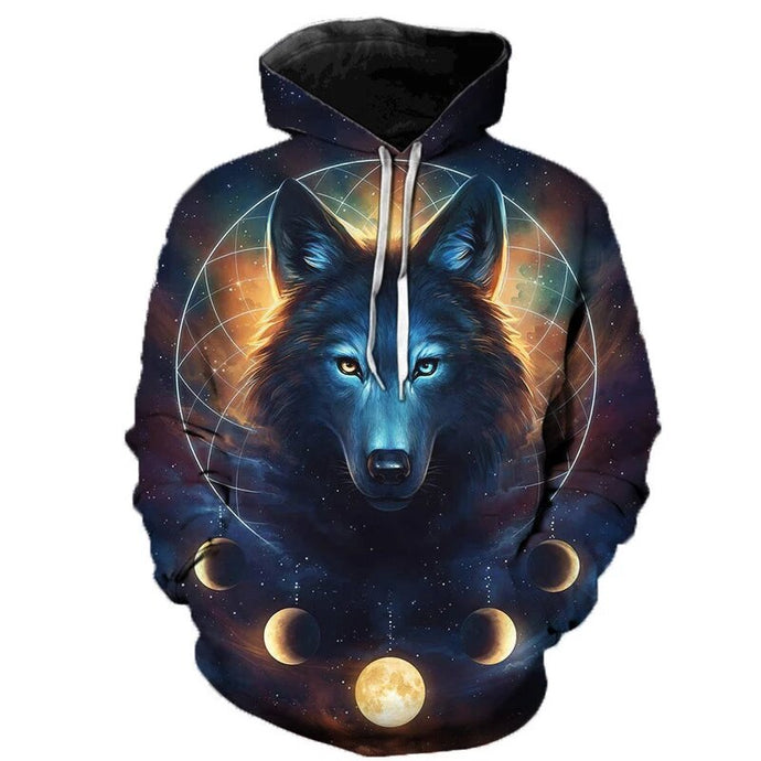 3D WolfHoodies Men Hooded Animal Wolf