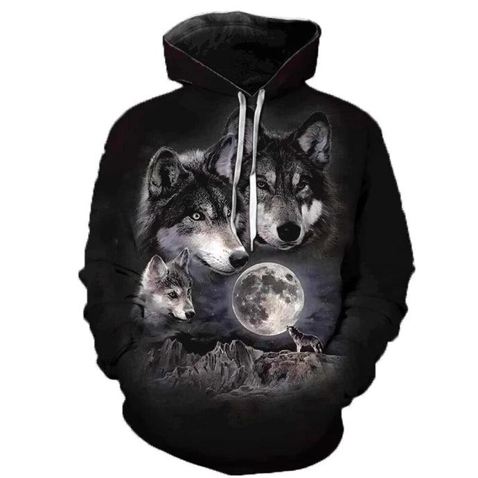 3D Wolf Hoodies Men Hooded Animal Wolf
