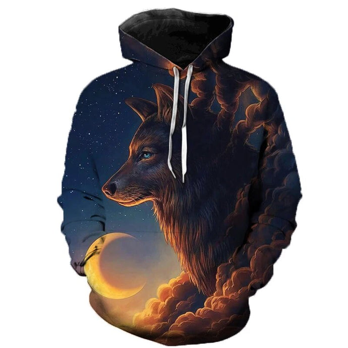 3D Wolf Hoodies Men Hooded Animal Wolf