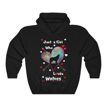 Load image into Gallery viewer, Just a girl who loves wolves - Unisex Heavy Blend™ Hooded Sweatshirt