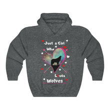 Load image into Gallery viewer, Just a girl who loves wolves - Unisex Heavy Blend™ Hooded Sweatshirt