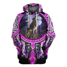 Load image into Gallery viewer, Native American Hoodie &amp; sweatshirt - Native Wolf Violet