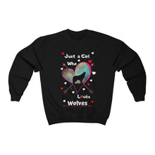 Load image into Gallery viewer, Just a Girl Who Loves Wolves- Unisex Heavy Blend™ Crewneck Sweatshirt