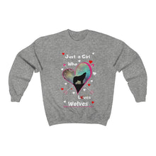 Load image into Gallery viewer, Just a Girl Who Loves Wolves- Unisex Heavy Blend™ Crewneck Sweatshirt