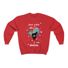 Load image into Gallery viewer, Just a Girl Who Loves Wolves- Unisex Heavy Blend™ Crewneck Sweatshirt