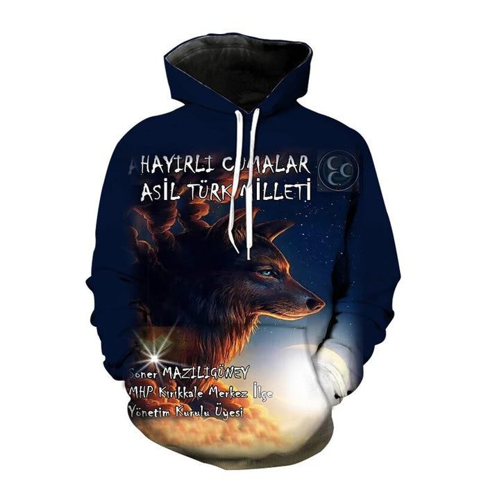 Animal Wolf Hoodie Men