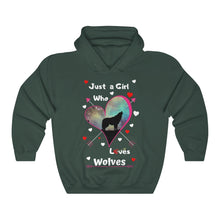 Load image into Gallery viewer, Just a girl who loves wolves - Unisex Heavy Blend™ Hooded Sweatshirt