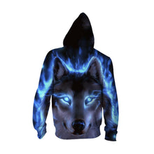 Load image into Gallery viewer, Wolf head 3d digital print long sleeve hoodie