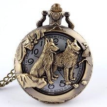 Load image into Gallery viewer, Wolf Pocket Watch In Bronxe
