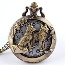 Load image into Gallery viewer, Wolf Pocket Watch In Bronxe