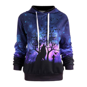 Women Wolf Hoodie Sweater